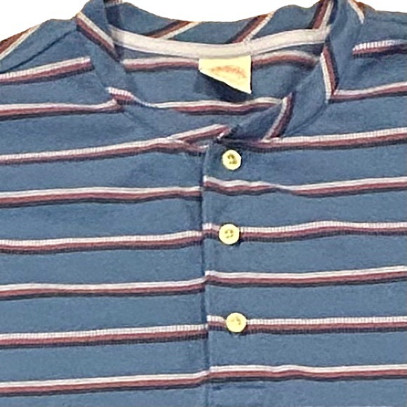 Brooks Brothers 1818 Blue Striped Cotton Pique Henley L - Picture 4 of 9